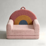 Foldable Rainbow Kids Sofa Bed, Soft Teddy Fleece Toddler Chair - StoolTopia