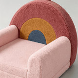Foldable Rainbow Kids Sofa Bed, Soft Teddy Fleece Toddler Chair - StoolTopia