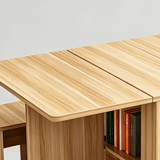 Folding Extendable Dining Table Set with Storage Shelves and 4 Stools - StoolTopia