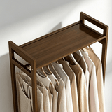 Freestanding Wooden Wardrobe Organizer – Double Hanging Closet Rack with Shelves for Clothes, Shoes & Accessories - StoolTopia