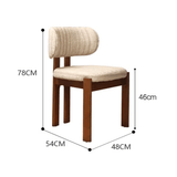 French Cream Dining Chair | Solid Ash Wood | Linen, Leather & Teddy Fleece - StoolTopia