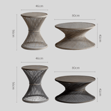 Handwoven Rattan and Bamboo Coffee & Side Table Set – Hourglass Shape - StoolTopia