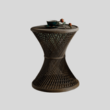 Handwoven Rattan and Bamboo Coffee & Side Table Set – Hourglass Shape - StoolTopia