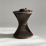 Handwoven Rattan and Bamboo Coffee & Side Table Set – Hourglass Shape - StoolTopia