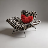 Heart - Shaped Lounge Chair - Modern Statement Accent Chair with Zebra Print & Heart Cushion - StoolTopia