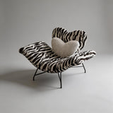 Heart - Shaped Lounge Chair - Modern Statement Accent Chair with Zebra Print & Heart Cushion - StoolTopia