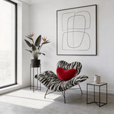 Heart - Shaped Lounge Chair - Modern Statement Accent Chair with Zebra Print & Heart Cushion - StoolTopia