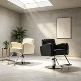 Heavy-Duty Salon Chair – Hydraulic Height Adjustment, Padded Armrests, Premium Leatherette, 360° Rotation - StoolTopia