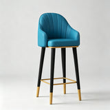 High Back Leather Bar Stool with Gold Accents for Modern Interiors - StoolTopia