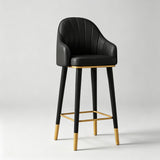 High Back Leather Bar Stool with Gold Accents for Modern Interiors - StoolTopia