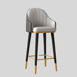 High Back Leather Bar Stool with Gold Accents for Modern Interiors - StoolTopia