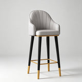 High Back Leather Bar Stool with Gold Accents for Modern Interiors - StoolTopia