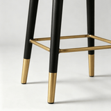 High Back Leather Bar Stool with Gold Accents for Modern Interiors - StoolTopia
