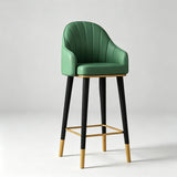 High Back Leather Bar Stool with Gold Accents for Modern Interiors - StoolTopia