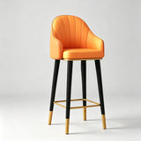 High Back Leather Bar Stool with Gold Accents for Modern Interiors - StoolTopia
