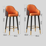 High Back Leather Bar Stool with Gold Accents for Modern Interiors - StoolTopia
