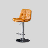 Home Front Desk Island Barstools with Double Layer Nappa Technology Leather Back & Metal Footrest - StoolTopia