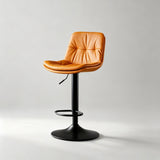 Home Front Desk Island Barstools with Double Layer Nappa Technology Leather Back & Metal Footrest - StoolTopia