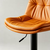 Home Front Desk Island Barstools with Double Layer Nappa Technology Leather Back & Metal Footrest - StoolTopia