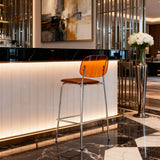 Modern Y2K Acrylic Bar Stool – Transparent High Stool with Metal Frame for Cafés, Bubble Tea Shops & Stylish Interiors