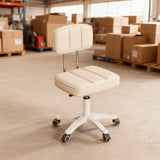 Modern Adjustable Vanity Chair with Backrest – Compact Swivel Makeup & Nail Stool, PU Leather, 360° Rotation, Ergonomic Design