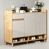Modern Nordic Shoe Cabinet with Drawer and Open Storage – 3-Door Entryway Shoe Organizer with Elevated Legs