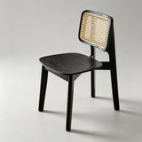 Rattan & Solid Wood Dining Chair - Natural / Walnut / Black