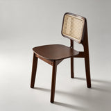 Rattan & Solid Wood Dining Chair - Natural / Walnut / Black
