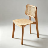 Rattan & Solid Wood Dining Chair - Natural / Walnut / Black