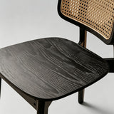 Rattan & Solid Wood Dining Chair - Natural / Walnut / Black