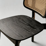 Rattan & Solid Wood Dining Chair - Natural / Walnut / Black