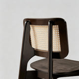 Rattan & Solid Wood Dining Chair - Natural / Walnut / Black