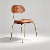 Industrial Metal & Leather Dining Chair - StoolTopia