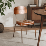 Industrial Metal & Leather Dining Chair - StoolTopia