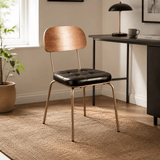 Industrial Metal & Leather Dining Chair - StoolTopia