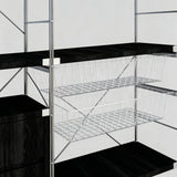 Industrial Modular Metal Storage Rack with Drawers & Wire Baskets – Black Steel Open Shelving - StoolTopia