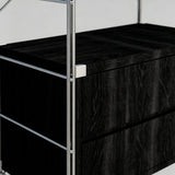 Industrial Modular Metal Storage Rack with Drawers & Wire Baskets – Black Steel Open Shelving - StoolTopia