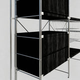 Industrial Modular Metal Storage Rack with Drawers & Wire Baskets – Black Steel Open Shelving - StoolTopia