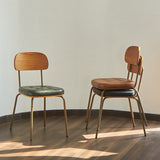 Industrial Style Metal and Leather Dining Chair - Durable Comfort for Modern Spaces - StoolTopia