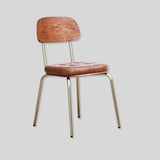 Industrial Style Metal and Leather Dining Chair - Durable Comfort for Modern Spaces - StoolTopia