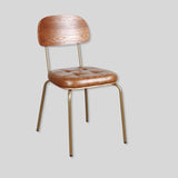 Industrial Style Metal and Leather Dining Chair - Durable Comfort for Modern Spaces - StoolTopia