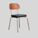 Industrial Style Metal and Leather Dining Chair - Durable Comfort for Modern Spaces - StoolTopia