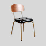 Industrial Style Metal and Leather Dining Chair - Durable Comfort for Modern Spaces - StoolTopia