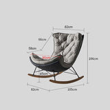 Italian Leather Rocking Lounge Chair - Carbon - Steel Frame with Wood Rockers - StoolTopiaLounge Chairs