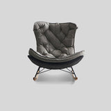 Italian Leather Rocking Lounge Chair - Carbon - Steel Frame with Wood Rockers - StoolTopiaLounge Chairs