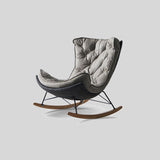 Italian Leather Rocking Lounge Chair - Carbon - Steel Frame with Wood Rockers - StoolTopiaLounge Chairs
