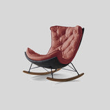 Italian Leather Rocking Lounge Chair - Carbon - Steel Frame with Wood Rockers - StoolTopiaLounge Chairs