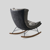 Italian Leather Rocking Lounge Chair - Carbon - Steel Frame with Wood Rockers - StoolTopiaLounge Chairs