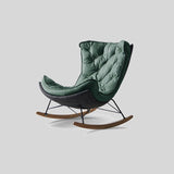 Italian Leather Rocking Lounge Chair - Carbon - Steel Frame with Wood Rockers - StoolTopiaLounge Chairs