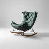 Italian Leather Rocking Lounge Chair - Carbon-Steel Frame with Wood Rockers - StoolTopiaLounge Chairs
